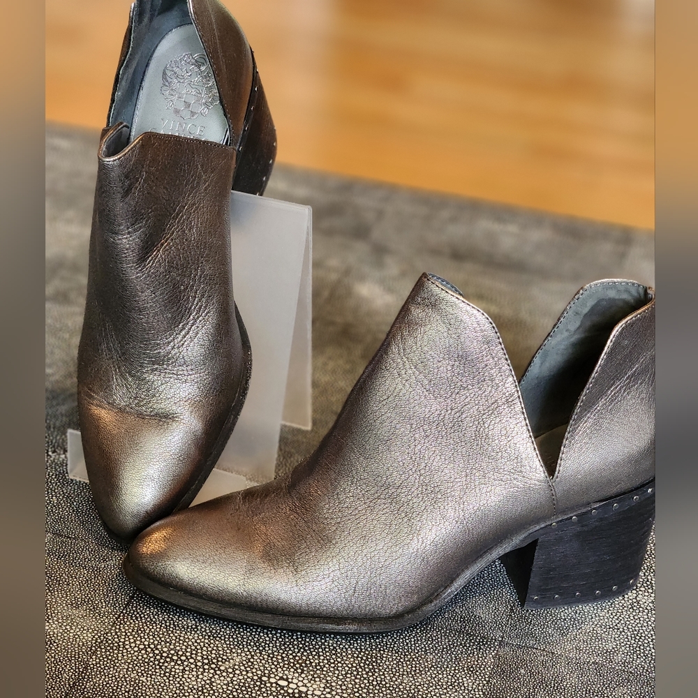 Vince Camuto pewter side split booties
